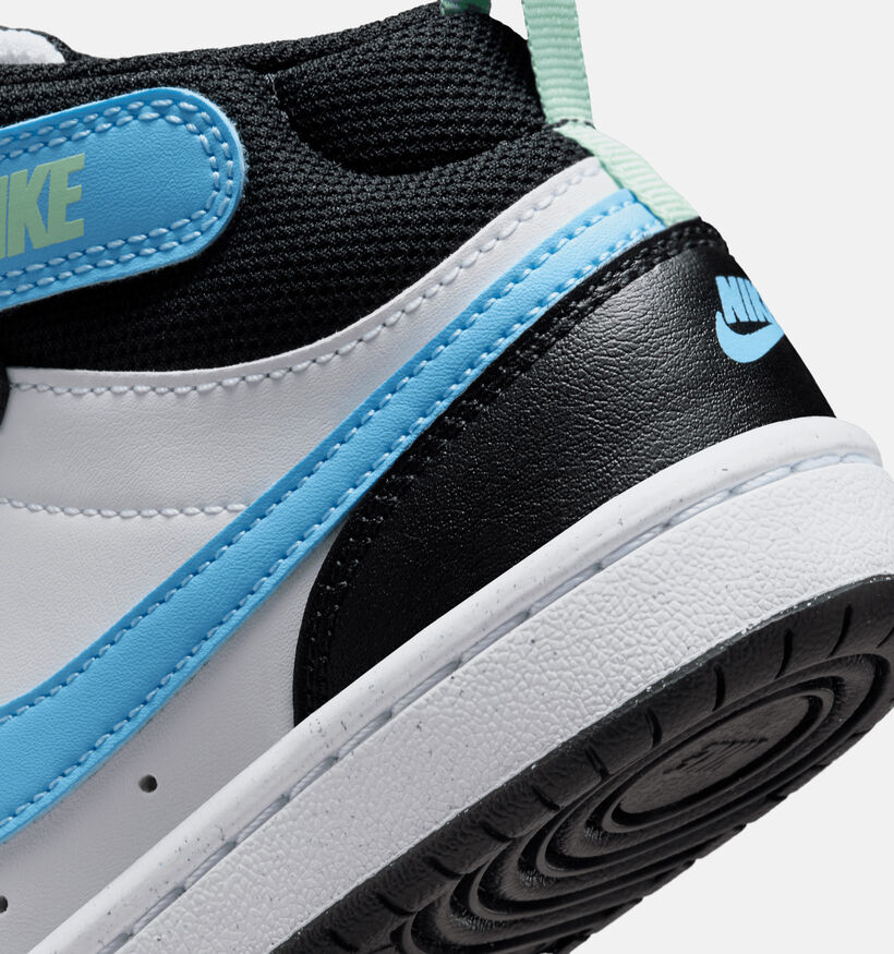 Nike Court Borough Mid Witte/Blauwe Sneakers voor jongens (377283)