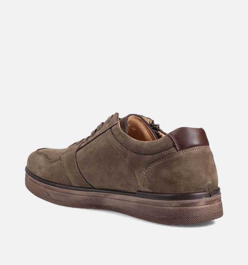 G-Comfort Taupe Rits-Veterschoenen voor heren (362993) - geschikt voor steunzolen