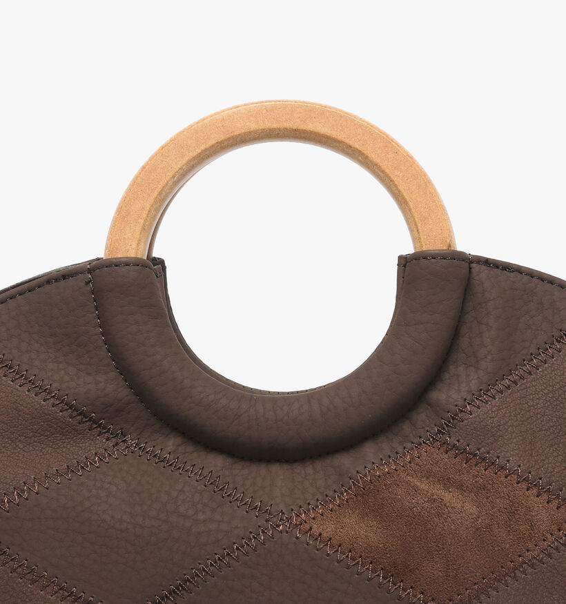 Woomen Neflier Patchwork Sac &agrave; main en Brun fonc&eacute; pour femmes (378678)