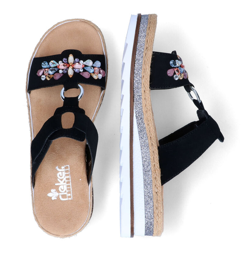 Rieker Zwarte Slippers in stof (307167)