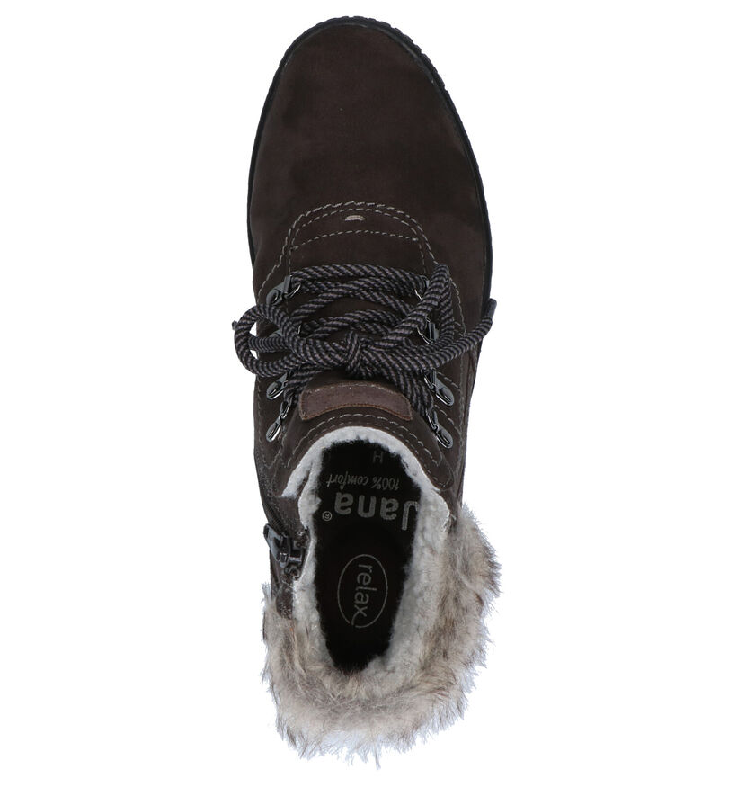 Jana Bottines en Brun foncé en textile (257425)