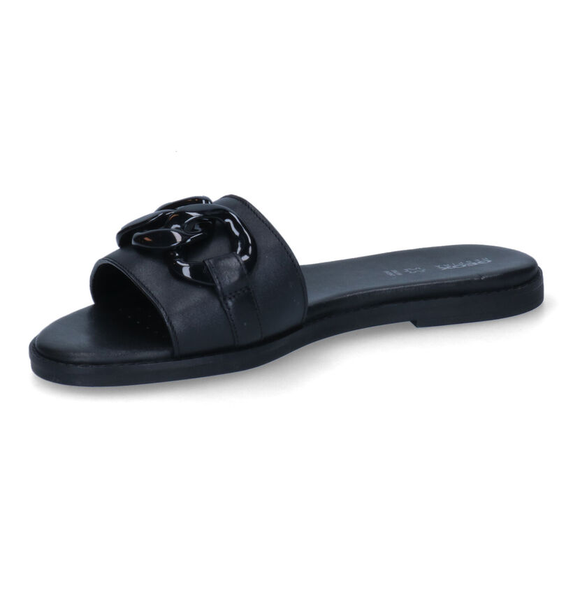 Geox Naileen Zwarte Slippers in leer (311599)