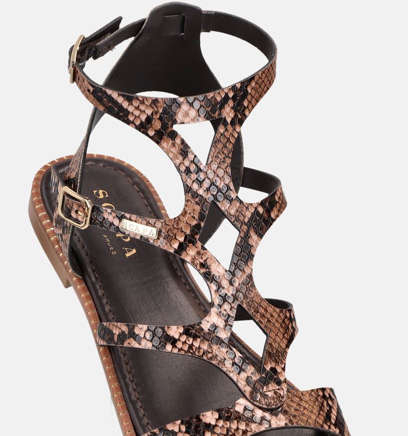 Scapa Moka Sandales plates en Marron pour femmes (373297)