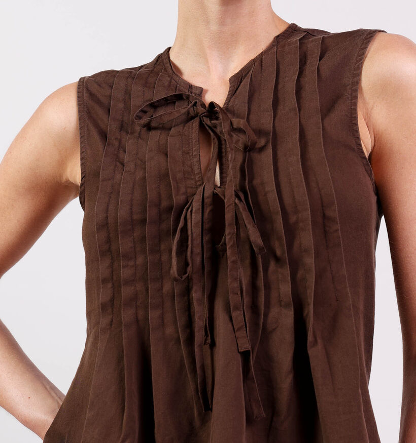 Vila x Loredana Tevira Tie String D&eacute;bardeur en Marron pour femmes (375151)