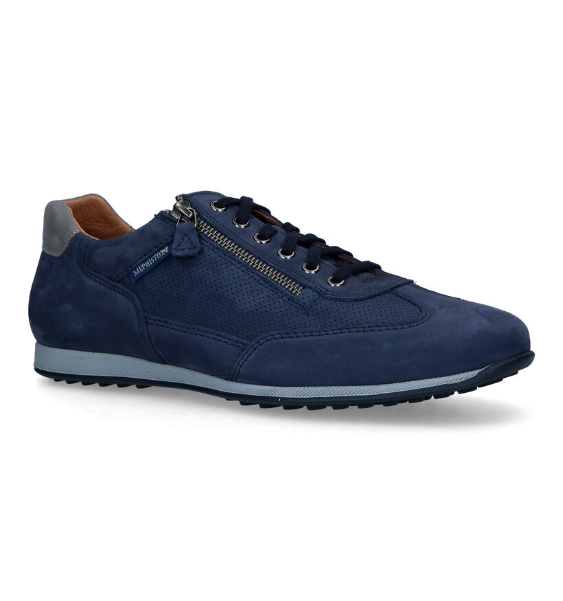 Mephisto Leon Nomad Blauwe Veterschoenen voor heren (355169) - geschikt voor steunzolen