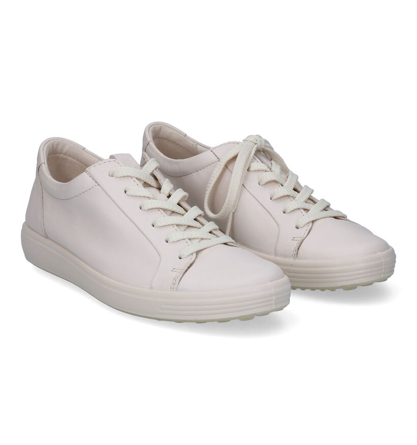 ECCO Soft 7 Ecru Veterschoenen in leer (307447)