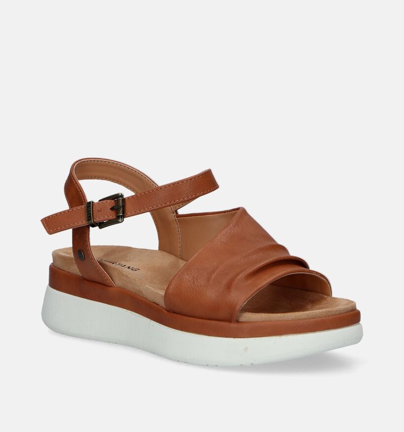 Mustang Cognac Sandalen Met Sleehak voor dames (340333)