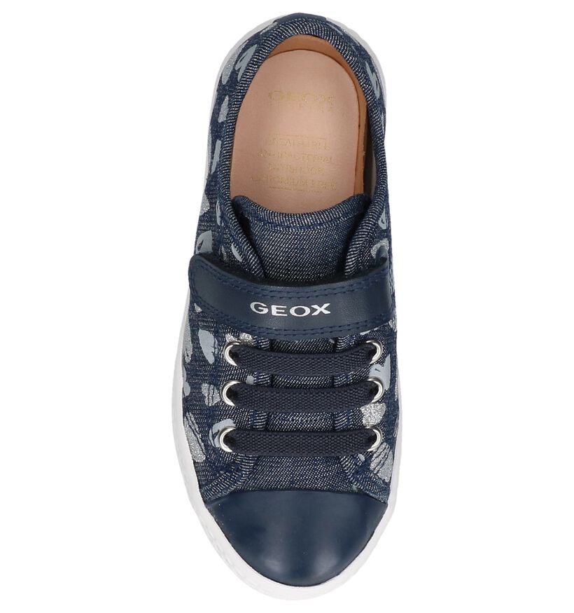 Donkerblauwe Sneakers met hartjes Geox in stof (237970)