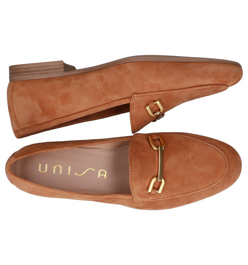 Unisa Dalcy Cognac Loafers in daim (291027)