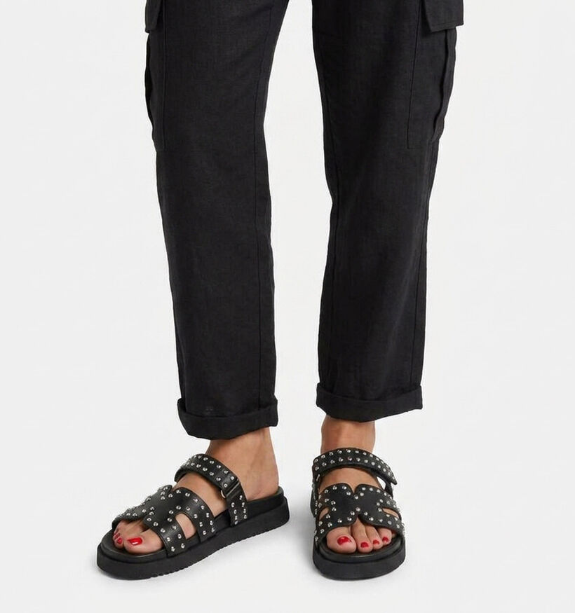 Steve Madden Missile-S Nu-pieds plates en Noir pour femmes (372091)