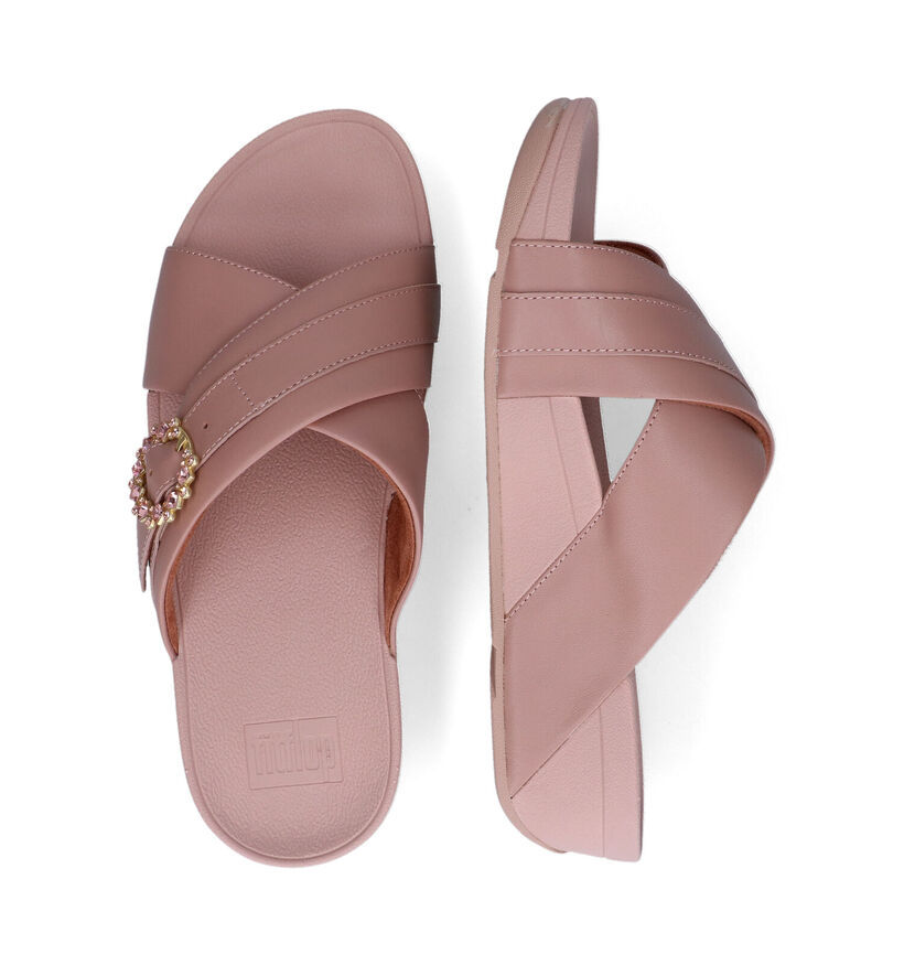 FitFlop Lulu Crystal Buckle Cross Slides Zwarte Slippers voor dames (336983)