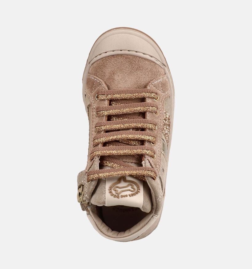 STONES and BONES Debby Donkerbeige Schoenen met Veter en Rits voor meisjes (381402) - geschikt voor steunzolen