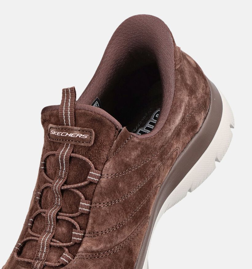 Skechers Baskets basses en Brun fonc&eacute; pour femmes (377002) - pour semelles orthop&eacute;diques
