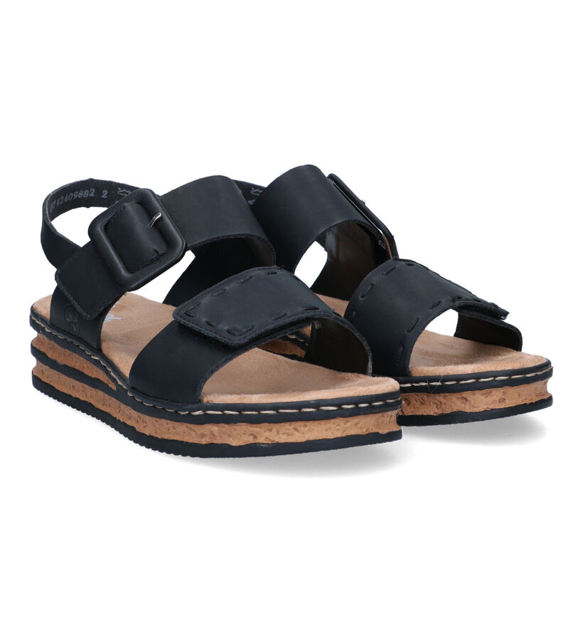 Rieker Sandales compensées en Noir en simili cuir (323681)