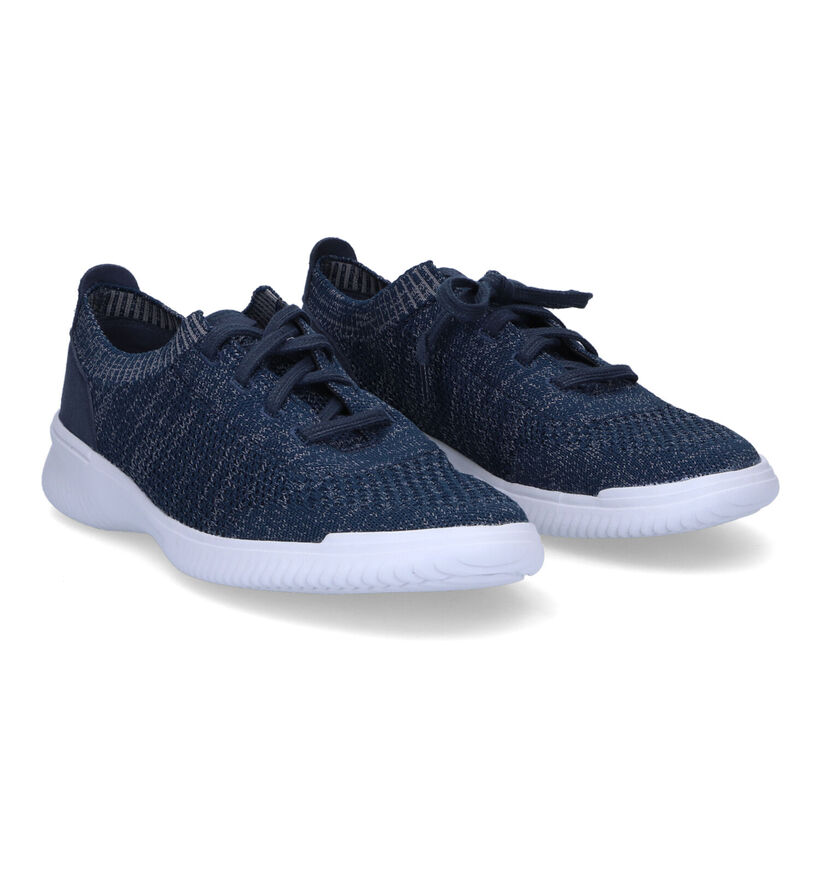 Clarks Donaway Knit Blauwe Veterschoenen voor heren (304492) - geschikt voor steunzolen