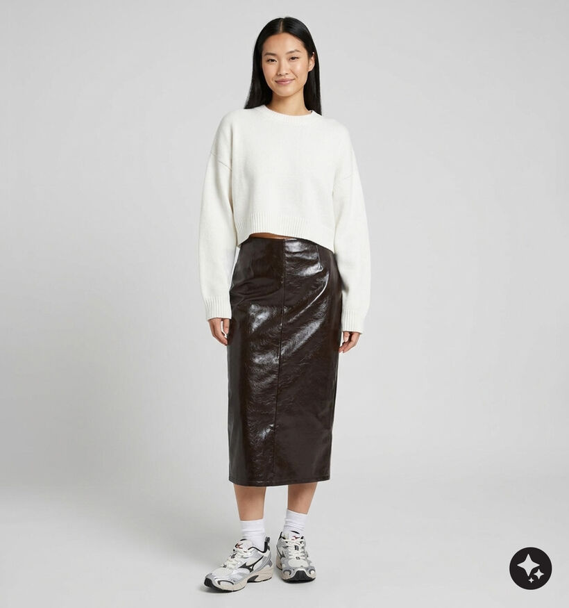 Vila Shinny Coated Donkerbruine Midi-Rok voor dames (382031)