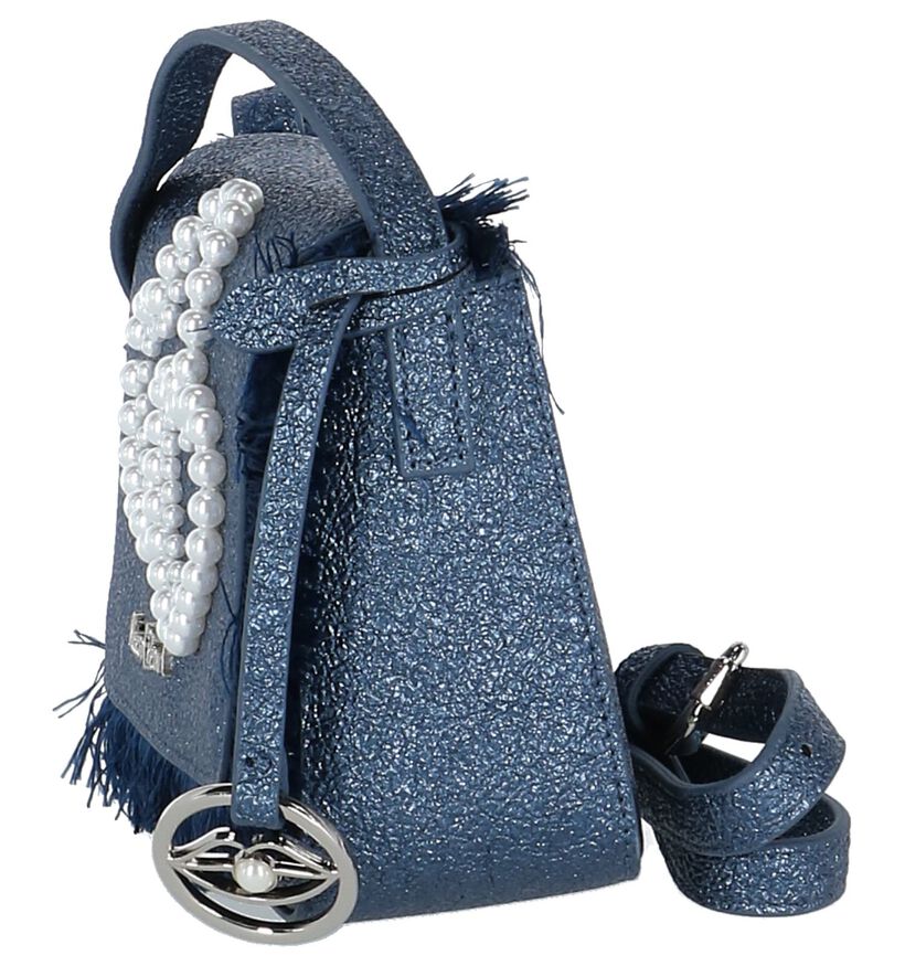 Donkerblauwe Crossbody Tas met Kralen Kisses of Pearl in kunstleer (218405)