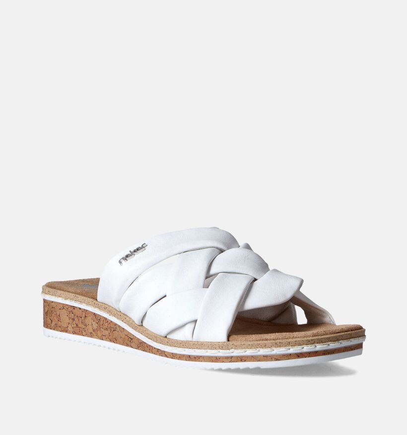 Rieker Witte Slippers met sleehak voor dames (354925)