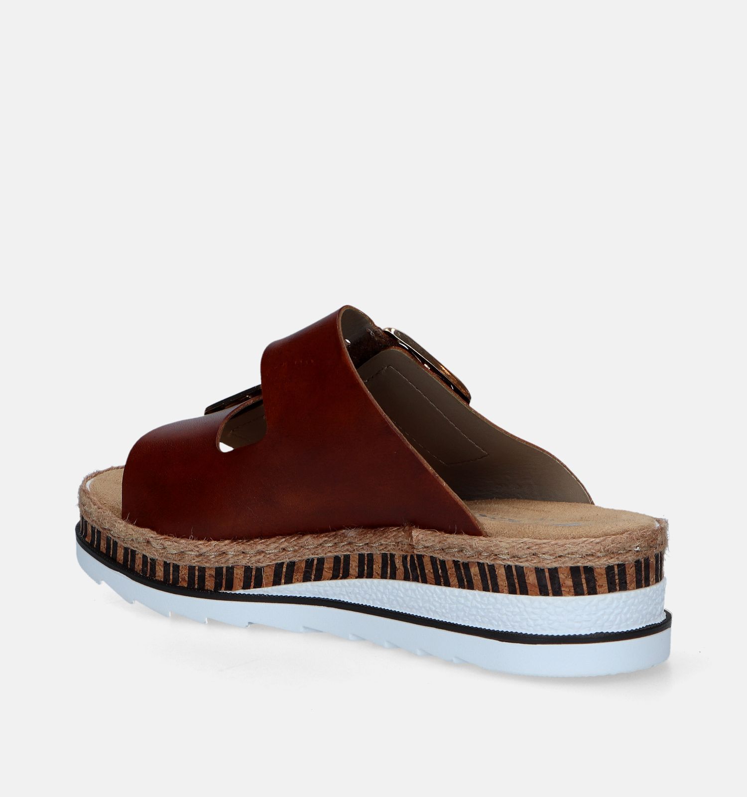 Rieker Bruine Slippers met sleehak Dames Slippers Online op TORFS.BE