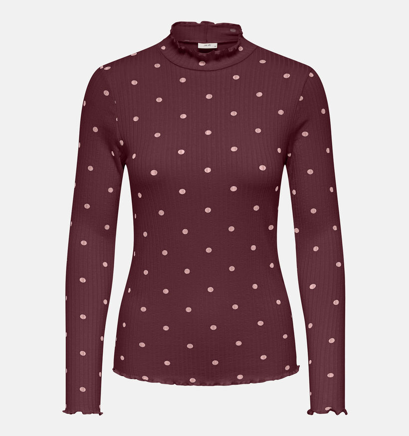 JDY Fransiska Polkadot Bordeaux T-shirt voor dames (375094)