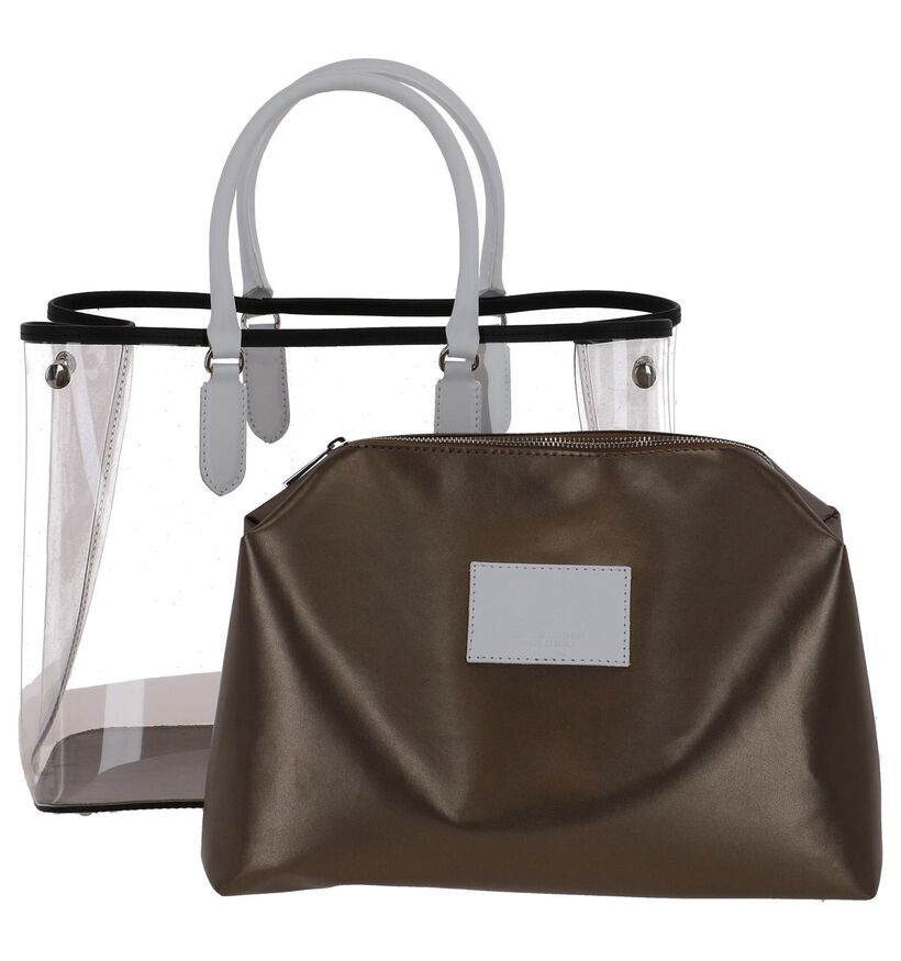 Bronzen Handtas My Best Bag met Zalmroze Handvatten in leer (241441)