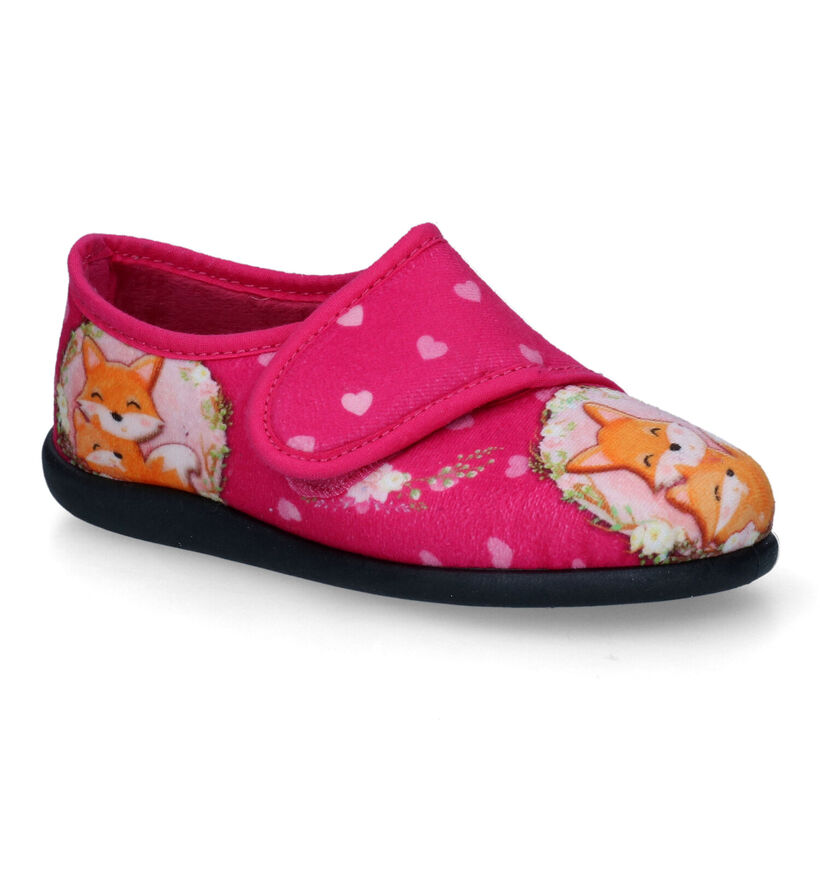 Milo & Mila Pantoufles fermées en Rose fuchsia en textile (317203)