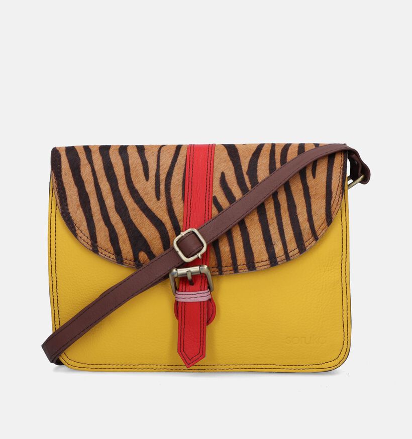 Soruka Adeline Plain Leather Zwarte Crossbody Tas voor dames (342286)