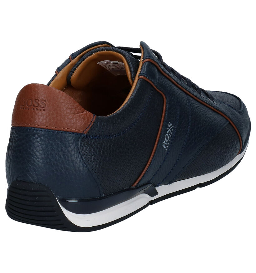 Hugo Boss Saturn Low Blauwe Veterschoenen in leer (296451)