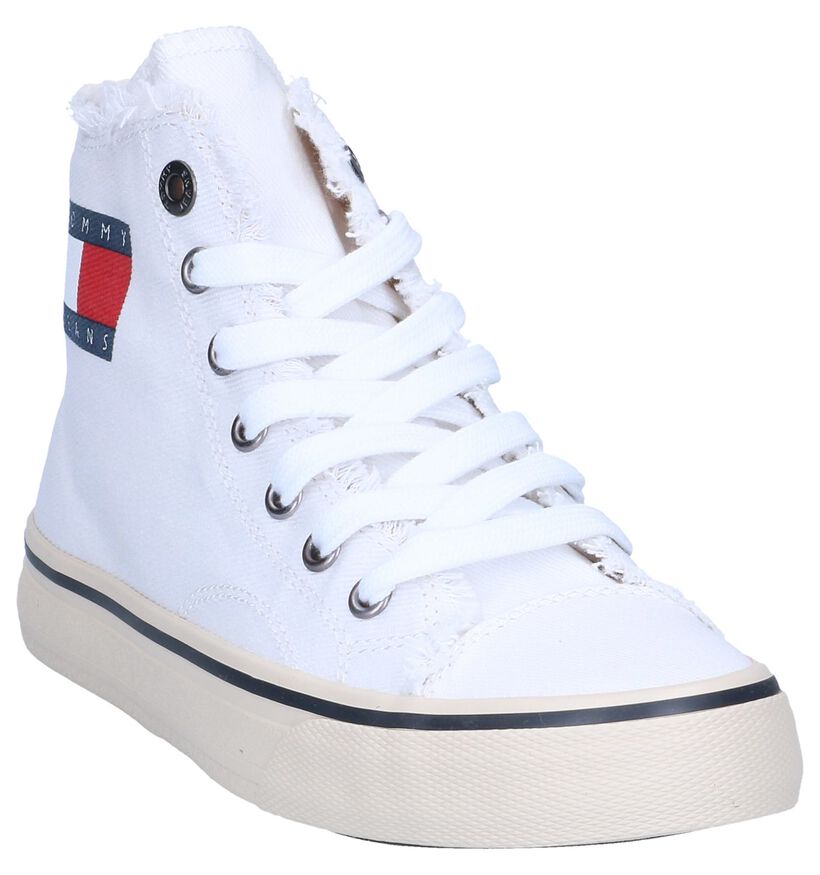 Witte Hoge Sneakers Tommy Hilfiger in stof (252684)