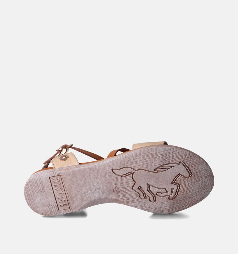 Mustang Sandales plates en Camel pour femmes (353428)