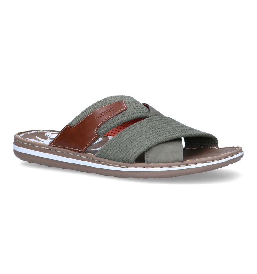Rieker Nu-pieds casual en Vert kaki pour hommes (354819)