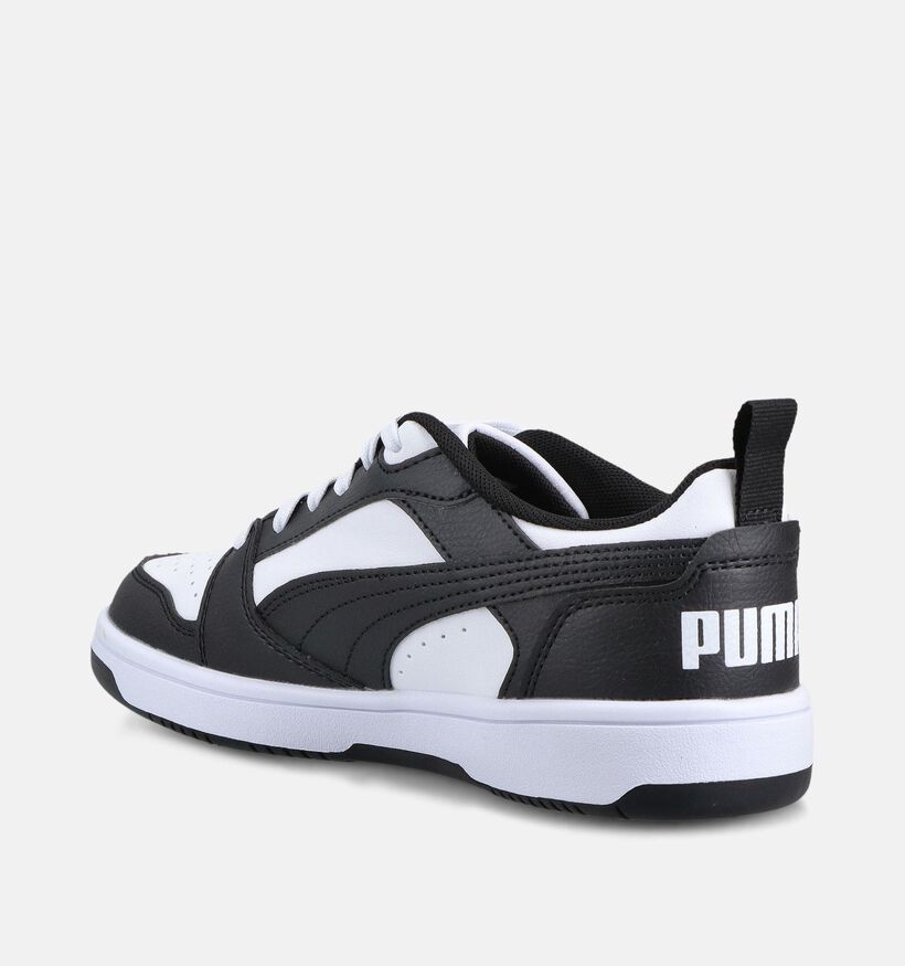 Puma Rebound V6 Witte/Zwarte Sneakers voor meisjes, jongens (366633) - geschikt voor steunzolen