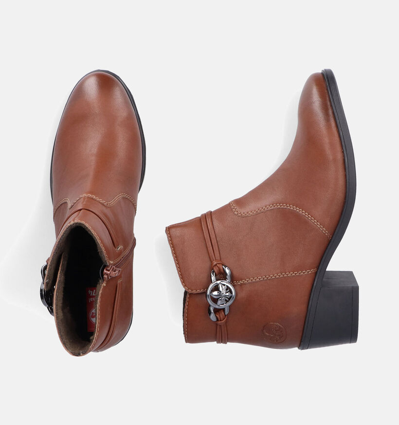 Rieker Cognac Enkellaarzen met blokhak voor dames (347444)