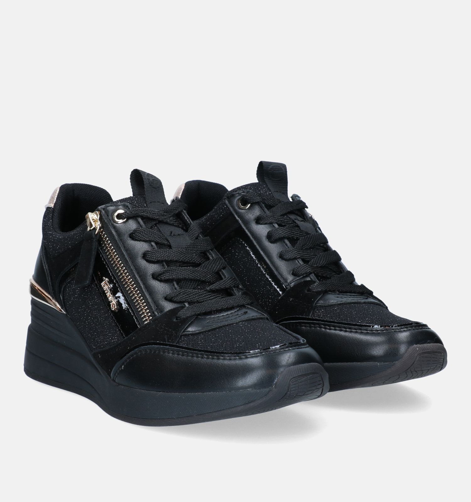 Tamaris Zwarte Sneakers met sleehak Dames Sneakers Online op TORFS.BE