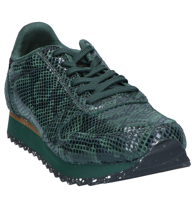 Woden Ydun Snake Groene Veterschoenen in nubuck (254195)