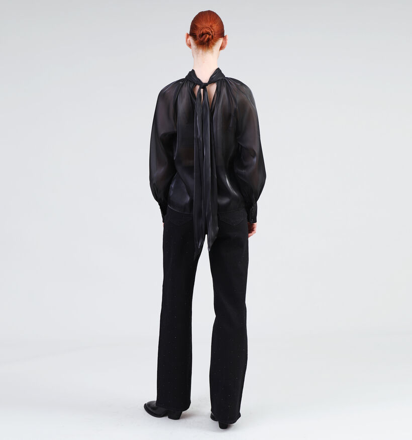 JDY Dani Zwarte Satijnen blouse voor dames (348628)