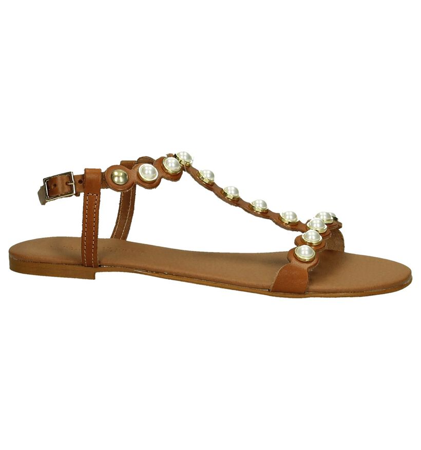 Platte Sandalen met Kralen Cognac Christian Di Riccio, , pdp