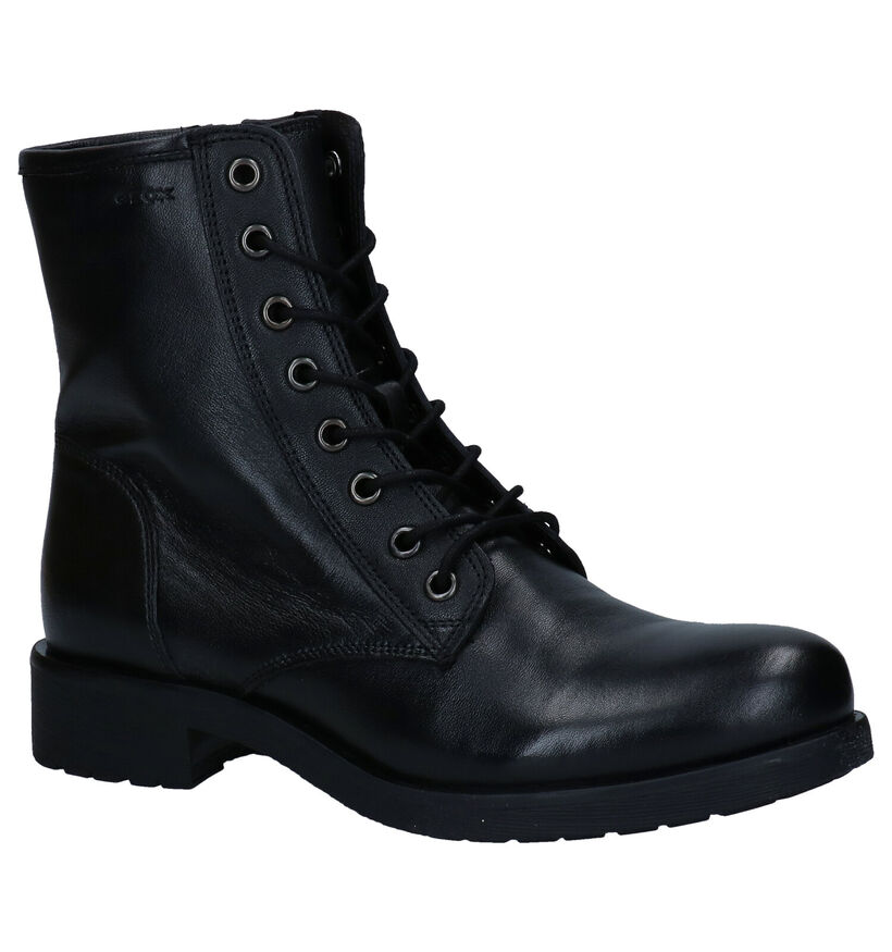 Geox Zwarte Veterboots in leer (277054)