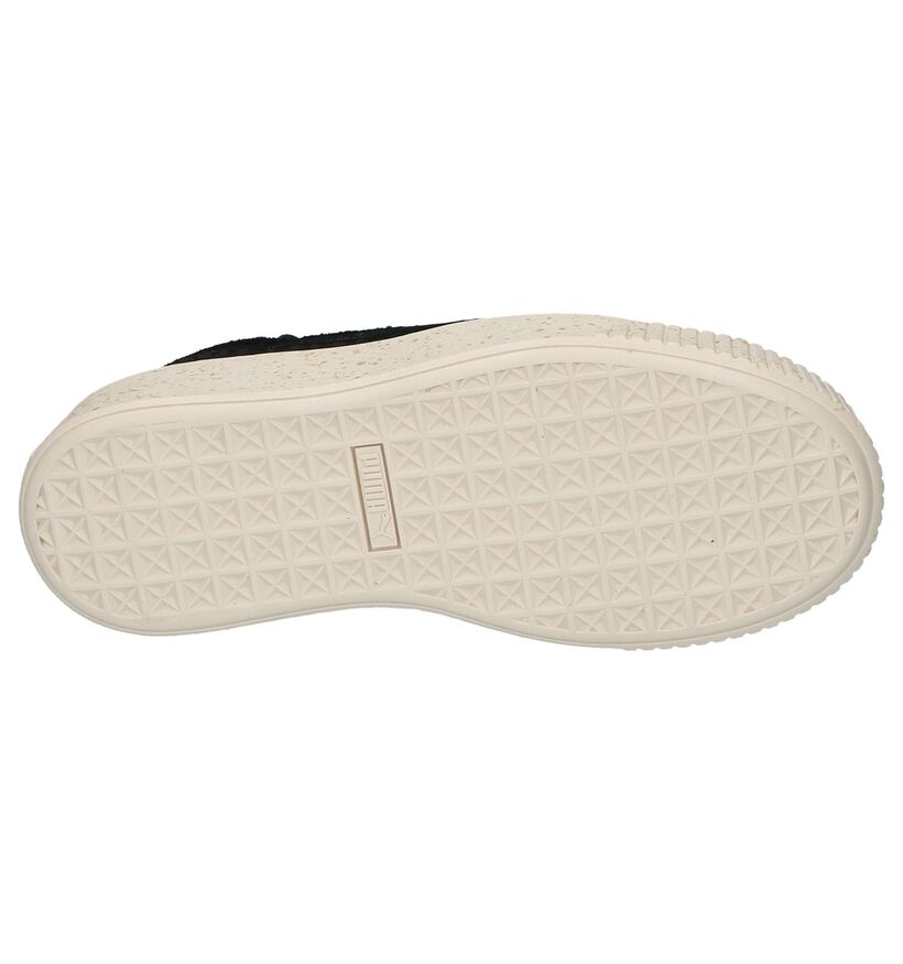 Puma Basket Platform Zwarte Lage Sneakers in stof (199460)