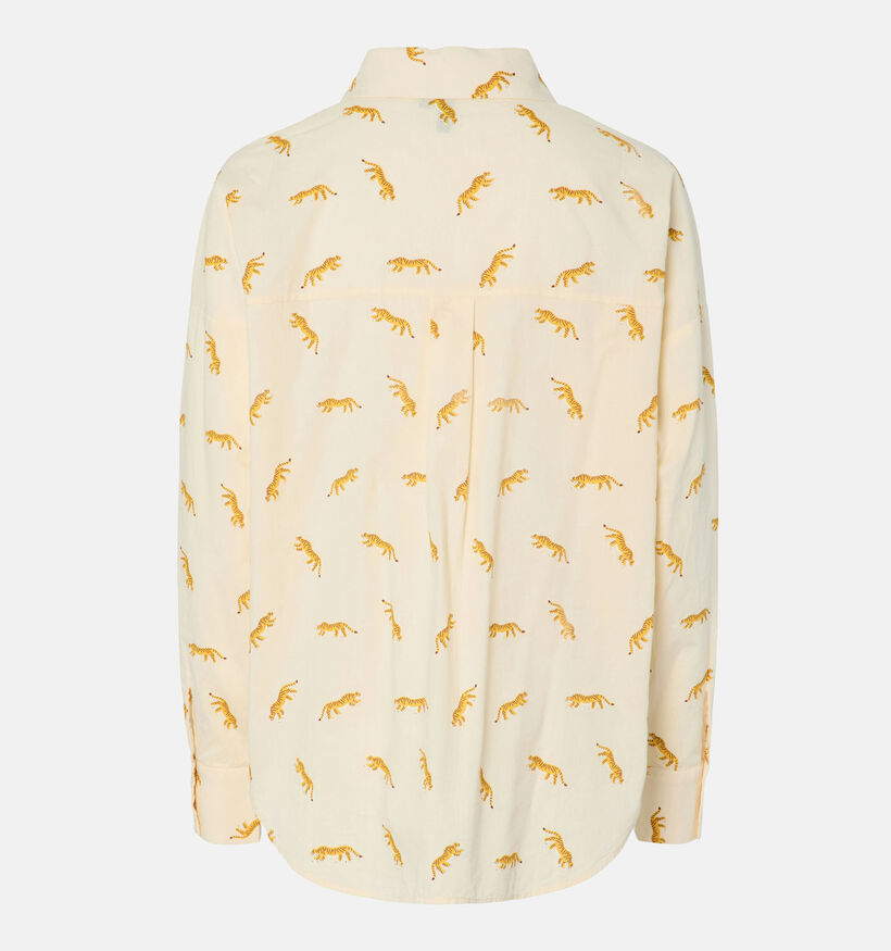 Pieces Janna Small Tigers Blouse en Ecru pour femmes (367074)