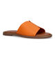Tamaris Groene Platte slippers in leer (335495)