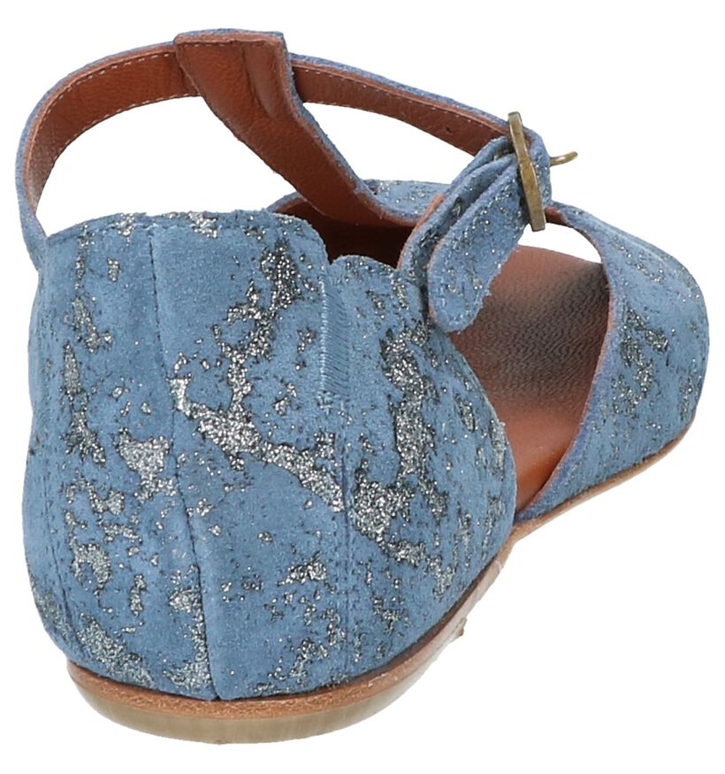 Lilimill Sandales plates en Bleu en nubuck (219691)