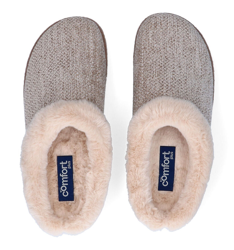Comfort Plus Beige Pantoffels in stof (311092)
