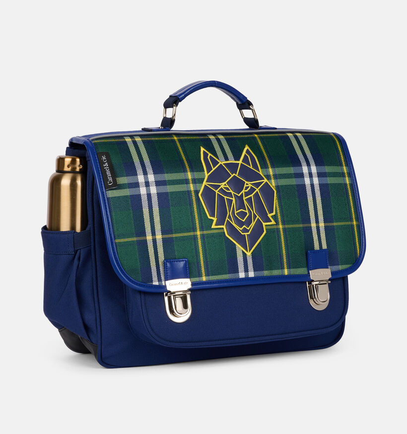 Caramel & cie Wolf Clan Tartan Cartable en Bleu/Vert pour gar&ccedil;ons (386682)