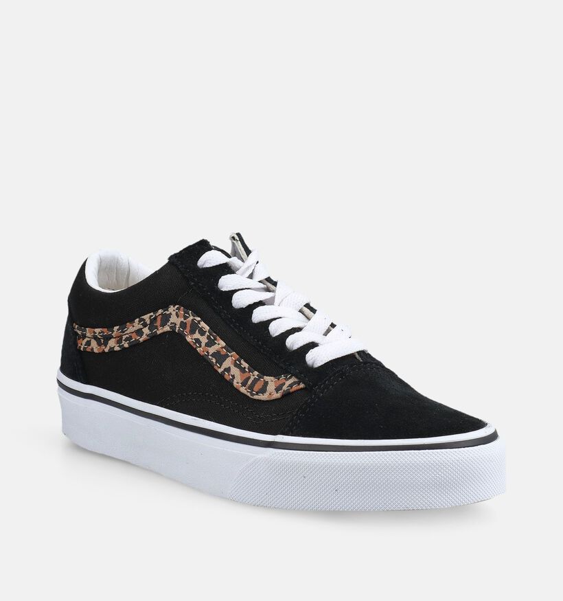 Vans Old Skool Zwarte/Leopard Sneakers voor meisjes (376414)