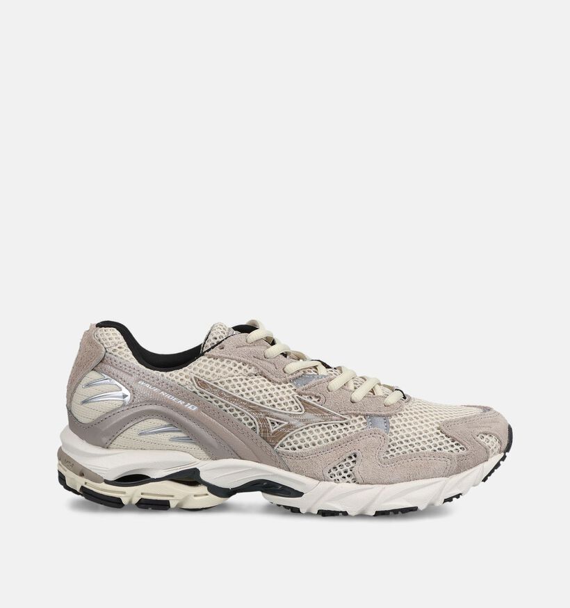 Mizuno Wave Rider 10 Suede Lichtbeige/Taupe Sneakers voor dames (376216) - geschikt voor steunzolen
