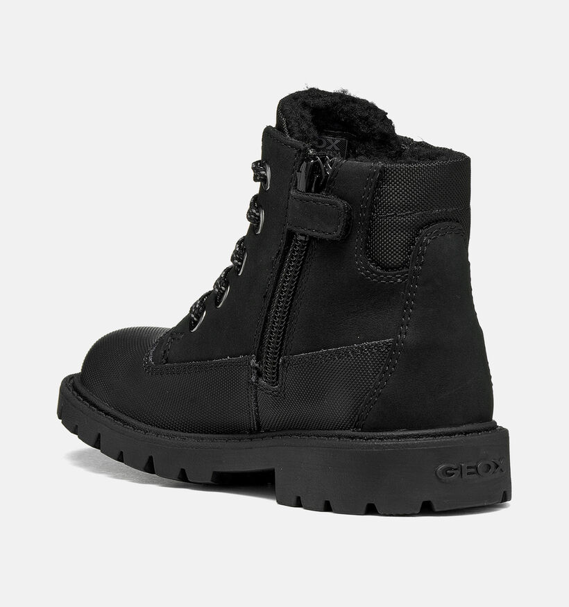 Geox Shaylax Boots &agrave; lacets en Noir pour gar&ccedil;ons (377725) - pour semelles orthop&eacute;diques
