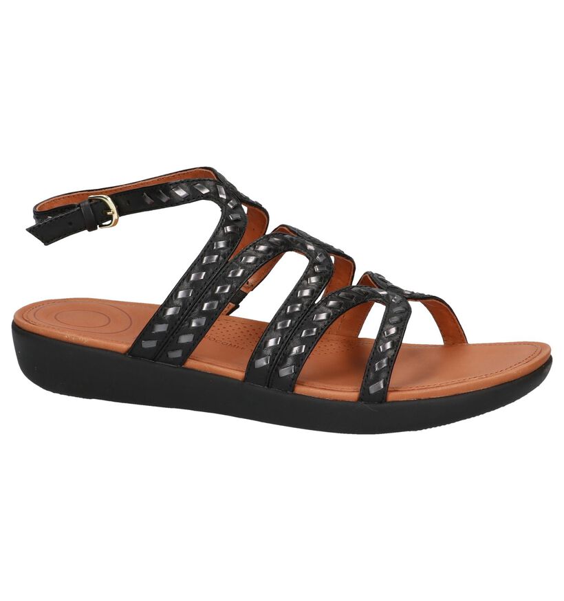 FitFlop Strate Gladiator Sandals Whipstitch Leather Zwart in leer (212834)