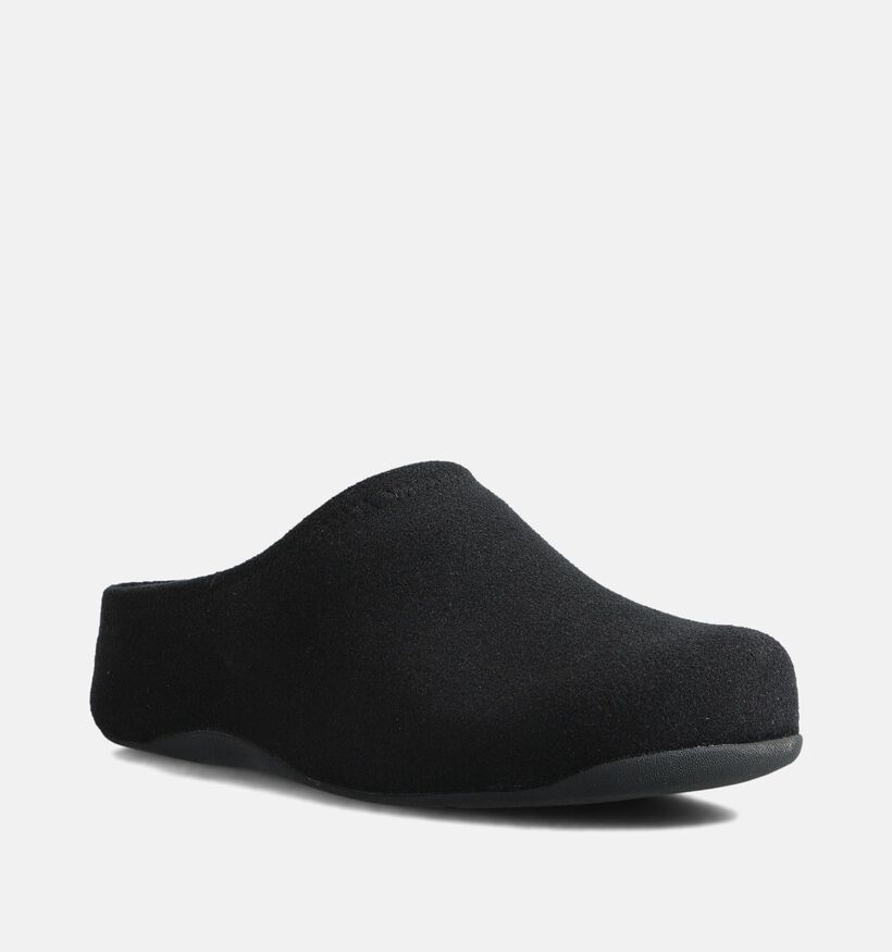 FitFlop Shuv Felt Clog Pantoufles en Noir pour femmes (361456)