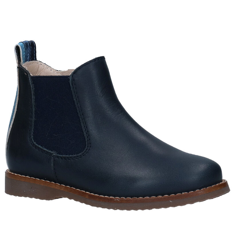 Beberlis Blauwe Bottines in leer (297318)